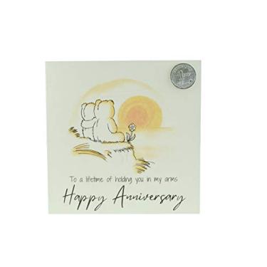 Imagem de Pirantin Lindo cartão de aniversário de 1 ano, Sunset Bears – Presente de símbolo de amor de 1º aniversário de metal grátis (gc-annisunset01)