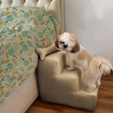 Imagem de Escada escadinha para Pet 3 Degraus Osso Suede Teddy  - Silverio Decor