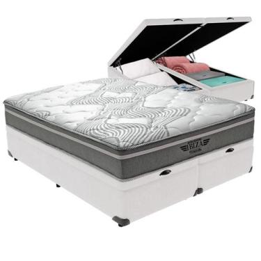 Imagem de Cama Box Baú Queen e Colchão Ibiza Molas Ensacadas V-Store, Branco