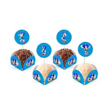 Imagem de Kit 80 Forminhas para doces com Toppers Decorativos Sonic – Aniversário Infanti