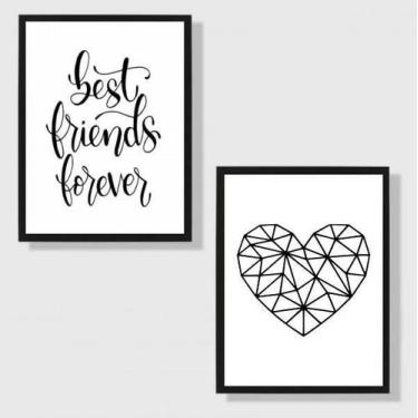 Imagem de Kit 2 Quadros Best Friends Forever 45X34Cm Moldura Branca - Quadros On