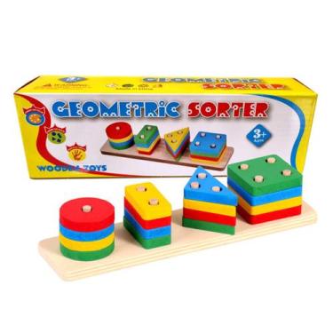 Imagem de Prancha De Formas Geométricas Em Madeira Brinquedo Educativo - Wooden 