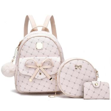 Imagem de Mochila I IHAYNER Girls Bowknot Fashion Leather Beige