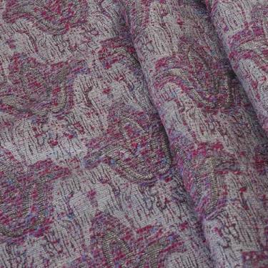 Imagem de Tecido jacquard da The Yard, tecido de jaquard floral brilhante de fio metálico para vestido na moda, saia, roupa e artesanato (preto, branco, roxo, seda brilhante, 10 jardas)