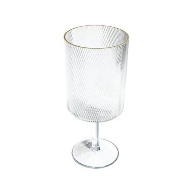Imagem de Abode Homewares Stax Optic Twist premium acrílico para uso interno/externo, cálice, transparente com borda dourada, 640 g, conjunto de 6