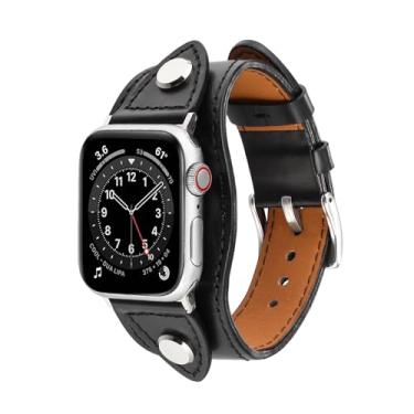 Imagem de Wingoden Pulseiras de couro compatível com Apple Watch séries 10, 9, 8, 7, 6, 5, 4, 3, 2 e 1 de 44 mm, 45 mm, 46 mm, 49 mm e 42 mm