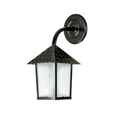 Imagem de Luminária Arandela Colonial de Parede Preta em Aço e Vidro