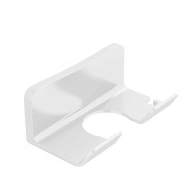 Imagem de Suporte de parede para secador de cabelo, prateleira de banheiro sem furos, suporte de plástico para secador de cabelo com caixa de armazenamento, suporte para soprador de vaso sanitário, branco, 01