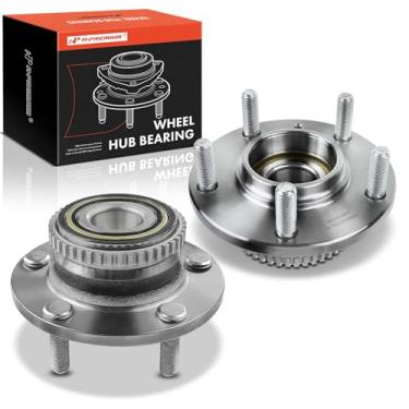 Imagem de A-Premium 2 rolamentos de roda traseira e conjunto de cubo com anel ABS e 5 terminais compatíveis com Hyundai Tiburon 2001, sem freios antibloqueio