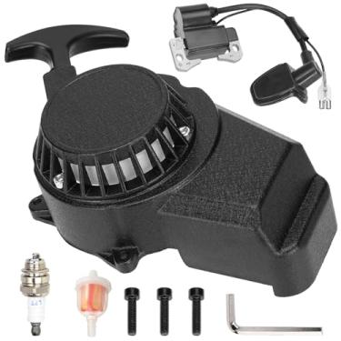 Imagem de FVRITO Bobina de ignição da vela de ignição para motor de 2 tempos 47cc 49cc Coolster chinês ATV Quad 4 rodas Go kart Pit Dirt Mini Pocket Chopper Bike Motor Scooter a gás preto