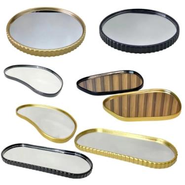 Imagem de Bandeja Espelhada Banheiro Lavabo Bandeja Decorativa Multiuso(Oval Lisa Preto 30x12cm)