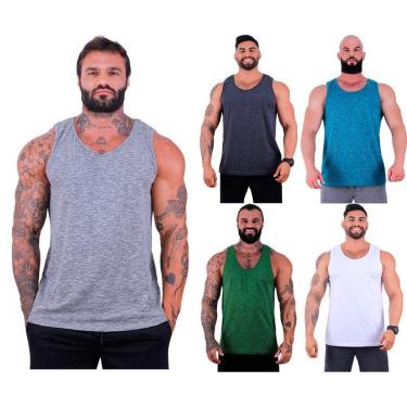 Imagem de Kit 5 Regatas Clássicas MXD Conceito Slim Cores Básicas e Mescladas Lisas-Masculino