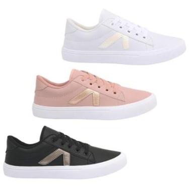 Imagem de Kit 3 Pares Tênis Casual Feminino Leve Macio Conforto Para Dia a Dia Mulher-Feminino