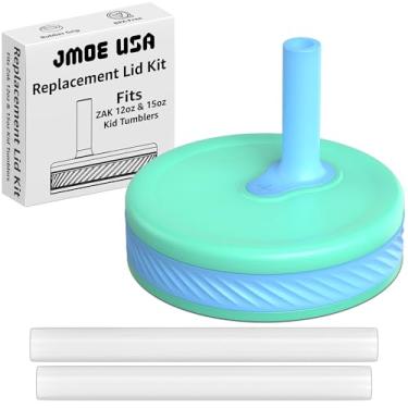 Imagem de Jmoe USA Conjunto de tampa de substituição compatível com copos infantis Zak Kelso de 425 g e 340 g | Serve para copos de plástico e aço inoxidável de 425 g e 340 g | Livre de BPA (azul-petróleo)