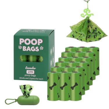 Imagem de HZDHCLH Sacos de cocô para cães à prova de vazamento, extragrossos para cães, Green Bones 18 rolos 23 x 33 cm, saco de lixo perfumado de lavanda para animais de estimação, 270 unidades