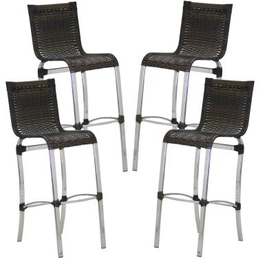 Imagem de 4 Banquetas Alta Haiti em Alumínio para Cozinha Bar Edícula
