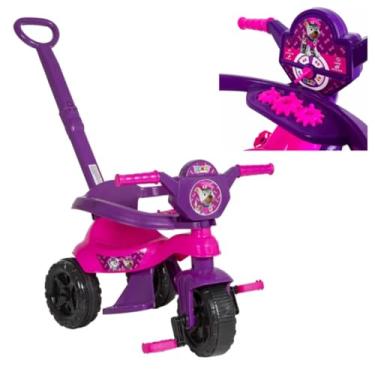 Imagem de Triciclo Carrinho de Passeio Infantil Kemotoca Baby Dog, Rosa e Roxo, com Pedal e Haste, para 12-36 Meses, Rosa