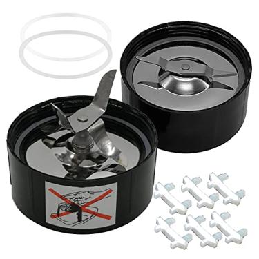 Imagem de WUYAN Pacote De Lâmina Cruzada Aço Inoxidável E Fresadora Plana Com 2 Juntas Extras 3 Pés Borracha Antiderrapantes - Reserva, Compatível Liquidificador Magic Bullet (Modelo Mb1001/Mb 1001B) (Aço Ino