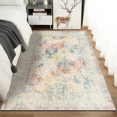 Imagem de Tapete de imitação de caxemira para decoração de casa, mesa lateral para sala de estar, tapete de chão macio e confortável para quarto (120 x 200 cm, 47 x 79 polegadas/FFYR-303)