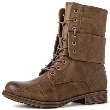 Imagem de GLOBALWIN Botas Militares De Combate Femininas Com Cadarço Camel, Cano Médio, Salto Baixo, Botinhas Curto Para Mulheres, 8,5 M