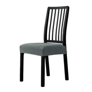 Imagem de Almofada de jacquard de elastano para sala de jantar, capa de assento de cadeira sólida sem encosto, protetor de móveis, cinza, 1 peça