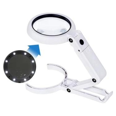 Imagem de Lupa Portátil Dobrável Com Luz Led, Lupa De Mesa Para Leitura De Jorna