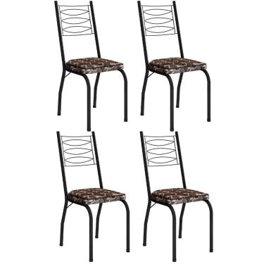 Imagem de Kit 4 Cadeiras Aço Carbono Tubular Metálica Acabamento D-25 Luana