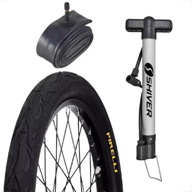 Imagem de Pneu Bicicleta Pirelli Tornado Beta Flame Balão Aro 26 x 2.125 + Camara Shiver + Bomba de ar