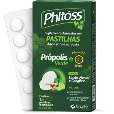 Imagem de Pastilha Alívio p/ Garganta Phitoss Propolis e Vitamina C Sabor Menta,