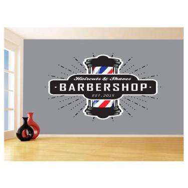 Imagem de Papel De Parede 3D Barbearia Barber Shop Logo 3,5M Brb23 - Você Decora