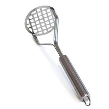 Imagem de Amassador Espremedor de Batatas e Legumes Em Inox 25cm Design Ergonômico Reforçado Base Gradeada