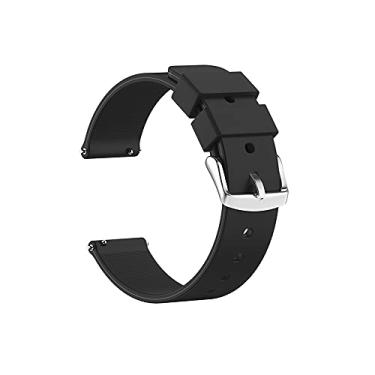Imagem de Sandein Pulseiras de relógio – Pulseira de silicone de liberação rápida de borracha macia de substituição – Compatível com pulseiras de relógio de 18 mm, 20 mm, 22 mm (20 mm, preto)