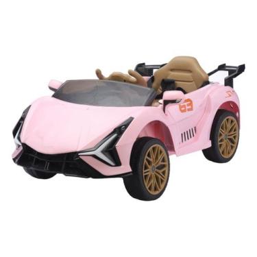 Imagem de Mini Carrinho Elétrico Rosa 12v Com Controle Remoto Som Luz - Importwa