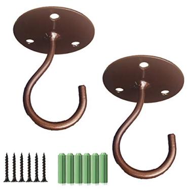 Imagem de Fanbay 2 peças de ganchos de teto para montagem na parede, suporte de planta de metal, ganchos de ferro para pendurar comedouros de pássaros, lanternas, sinos de vento, plantadores, ganchos de