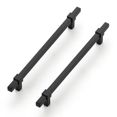 Imagem de Ravinte Decor Pacote com 20 puxadores de armário pretos - Puxadores de armário central com orifício de 19 cm preto fosco puxadores de gaveta ferragens de armário puxadores de cozinha para armários