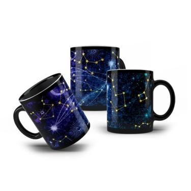 Imagem de Caneca Galáxia Universo Constelações Estrelas Preta 325mL - VilelaGG