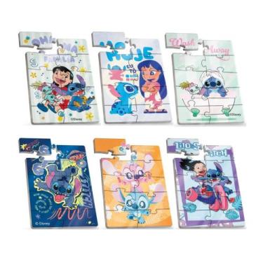 Imagem de Mini QuebraCabeça de Madeira Lilo Stitch Pais e Filhos Sortido  10 Peç