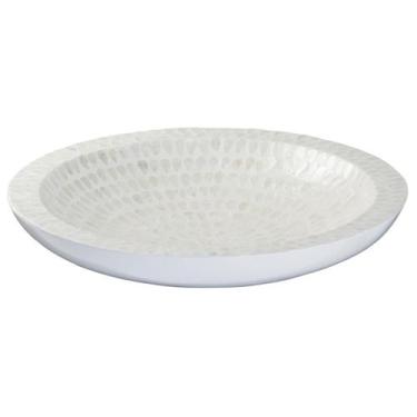 Imagem de Bandeja De Mesa Redondo Branco Madreperola 50X8Cm Rafimex