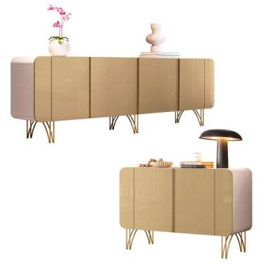 Imagem de Conjunto Sala de Estar Buffets Bambino/Virginia MDP/MDF Pés Aço Off Wh