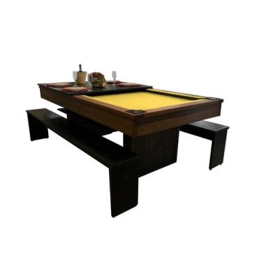 Imagem de Mesa de Sinuca e Jantar com 2 Bancos - 2,34x1,34 - Nelson Bilhares, Ha