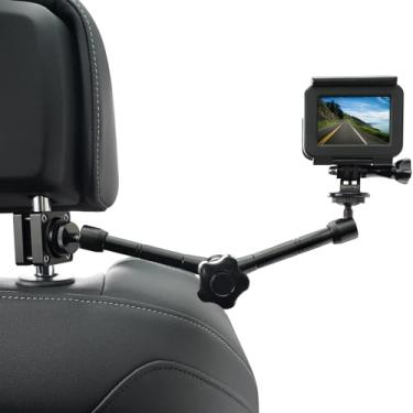 Imagem de Mippko Suporte De Câmera Para Encosto De Cabeça De Carro Para Gopro/Insta 360 / Dji Osmo/Akaso/Câmera De Vídeo/Dslr, Base De 1,57 Pol. De Diâmetro, Braço Mágico De 10 Pol. De Comprimento, Suporte De