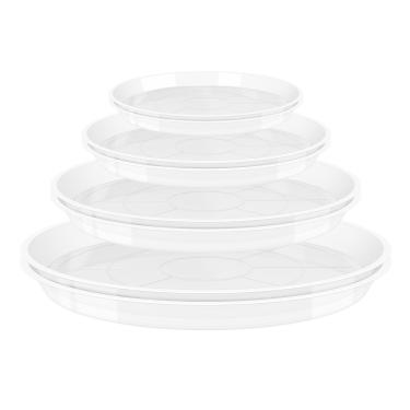 Imagem de GUGEMEI Pacote com 8 pires para plantas (4/6/8/10 polegadas, 2 de cada), bandejas de plantas de plástico transparente para vasos resistentes e duráveis, sem furos à prova de vazamento, bandeja