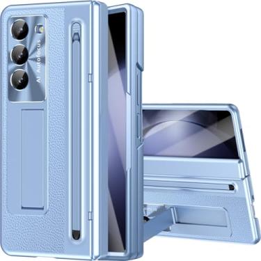 Imagem de NINKI Capa para Samsung Galaxy Z Fold 5 com compartimento para S Pen e S Pen, Galaxy Z Fold 5 com suporte e protetor de tela, capa protetora de dobradiça de couro banhada de luxo para Samsung Fold 5