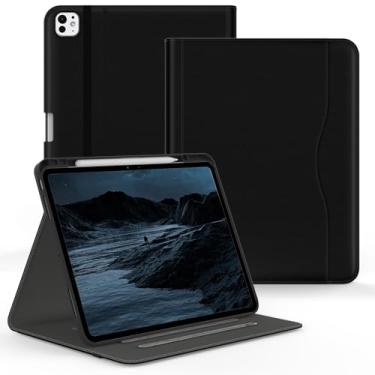 Imagem de Jarviwiin Capa para iPad Pro 33.0 cm M4 (7ª geração 2024), capa de couro PU multiângulo para iPad Pro 13 polegadas (7 gerações) com suporte para lápis/alça de mão, despertar/hibernar automaticamente