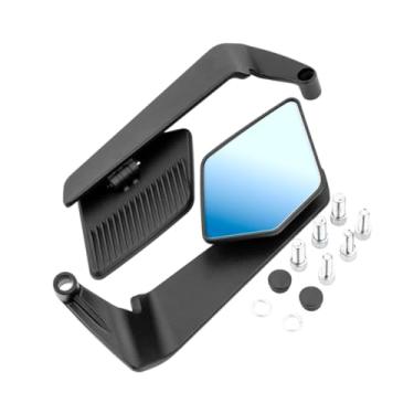 Imagem de kowaku Espelhos retrovisores genéricos para motocicletas com parafusos M8 e M10, acessórios elegantes, fácil instalação e amplo ângulo de visão ajustável, Preto Azul