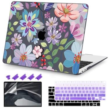 Imagem de Teryeefi Capa para MacBook Air M1 13 polegadas 2020 2019 2018 serve para modelos A2337 A2179 A1932 com tela retina e Touch ID, capa rígida de plástico, capa de teclado e protetor de tela, flor bonita