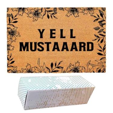 Imagem de Capacho engraçado de coco com musica amante grita mostarda - Tapete para porta da frente, tapete de boas-vindas de entrada, 60 x 39,9 cm