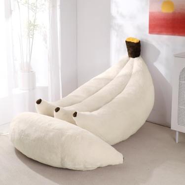 Imagem de IEVENW Cadeira de pufe banana com otomano, sofá-cama de chão com apoio para os pés, espreguiçadeira conversível confortável para adultos, sofá de pelúcia para quarto, sala de estar ou dormitório