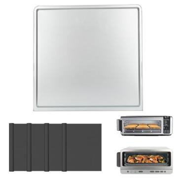 Imagem de Bandeja de migalhas para fritadeira a ar Ninja Foodi SP101, SP151, SP201, SP301, bandeja de substituição com 4 peças de forros antiaderentes pretos para peças de forno, acessórios de fritadeira a ar