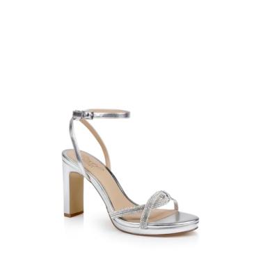 Imagem de Jewel Badgley Mischka Sandália feminina de salto Fila, Couro prateado, 34